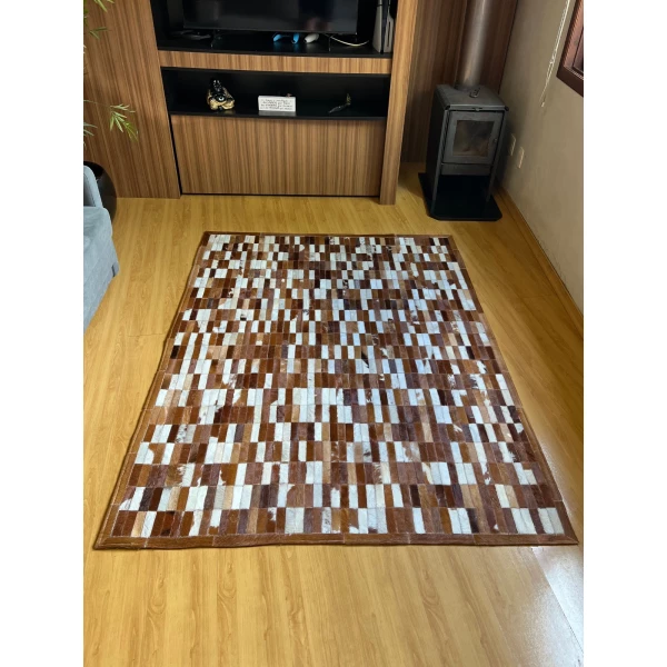 Tapete 1,5mx2,0m Marrom/Branco