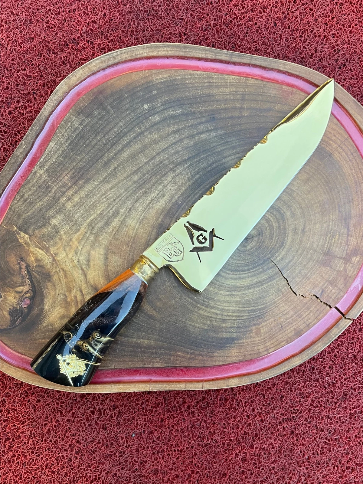 Faca Artesanal da Maçonaria GOLD
