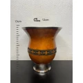 Cuia Pé e Bocal de INOX com faixa de flor de lis.
